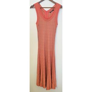Nic + Zoe orange knit mid length Dress Sz M 8 Classic zip back Great Condition